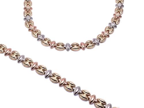 9ct Three Colour Necklet & Bracelet Set