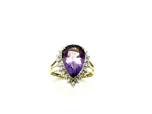 9ct Amethyst & Diamond Cluster Ring