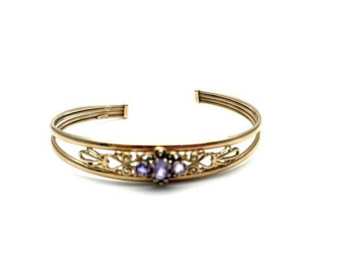 9ct Yellow Gold Amethyst Torque Bangle