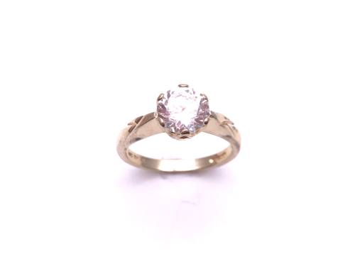 14ct Yellow Gold CZ Solitaire Ring