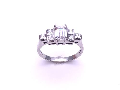 9ct White Gold CZ 5 Stone Ring