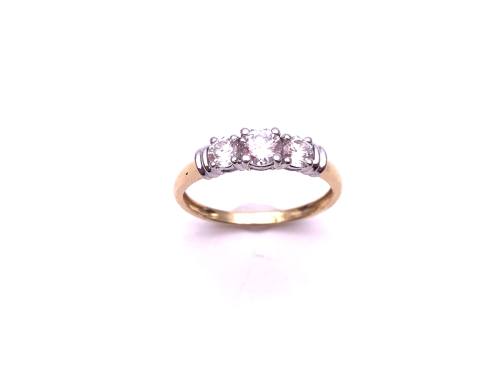 18ct Yellow Gold CZ 3 Stone Ring