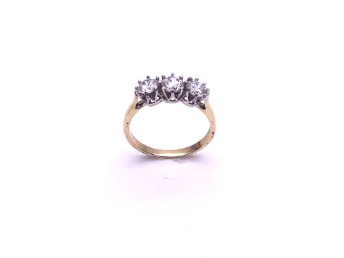 9ct Yellow Gold CZ 3 Stone Ring