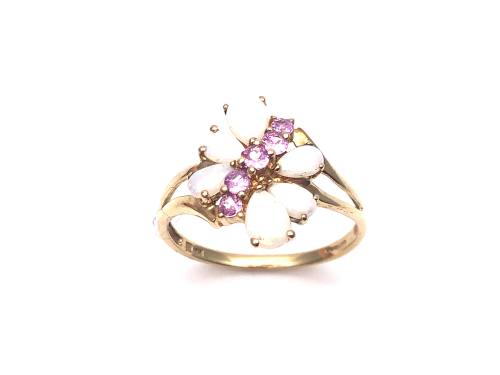 9ct Opal & Pink Sapphire Cluster Ring