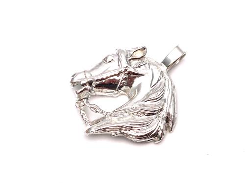 Silver Horses Head Pendant 35 x 40mm