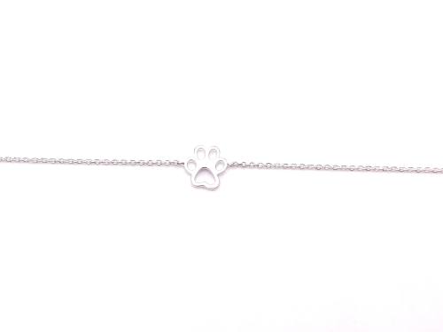 Silver Paw Print Bracelet