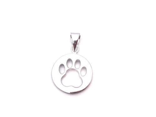 Silver Cutout Paw Print Pendant