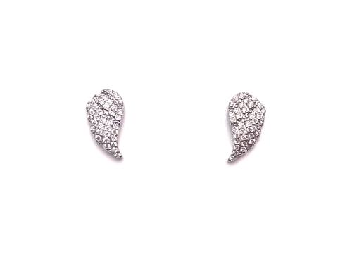 Silver CZ Wing Earring Studs