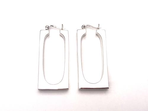 Silver Rectangle Hoop Earrings