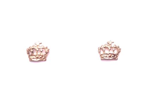 9ct Yellow Gold Crown Stud Earrings