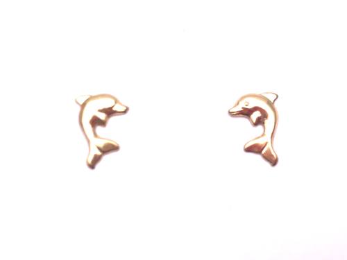 9ct Yellow Gold Dolphin Stud Earrings