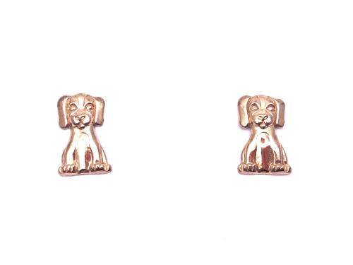 9ct Yellow Gold Dog Stud Earrings