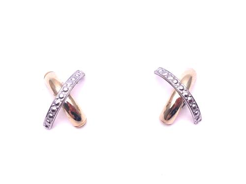 9ct Two Colour Kiss Stud Earrings