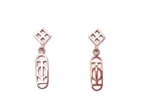 9ct Celtic Style Drop Stud Earrings