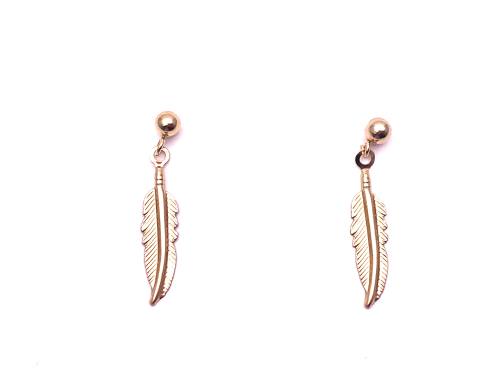 14ct Yellow Gold Feather Stud Earrings