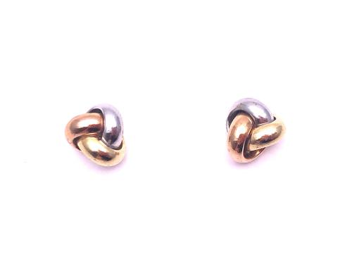 9ct 3 Colour Knot Stud Earrings