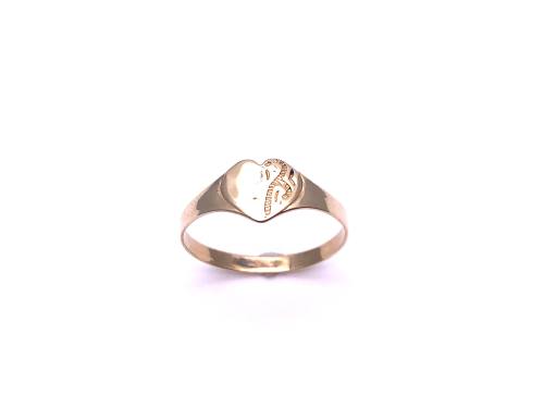 9ct Yellow Gold Heart Signet Ring