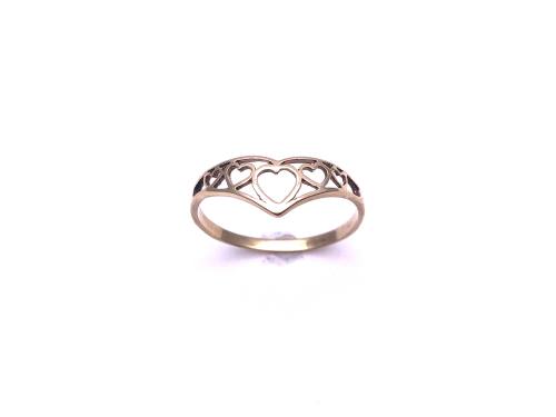 9ct Yellow Gold Heart Wishbone Ring