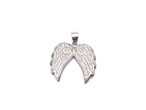 Silver CZ  Double Wing Pendant