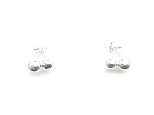 Silver Cherry Earring Studs