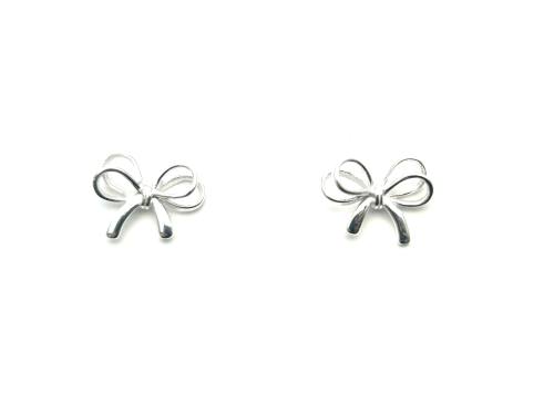 Silver Double Bow Earring Studs