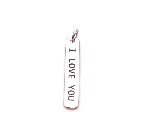 Silver I Love You Bar Pendant