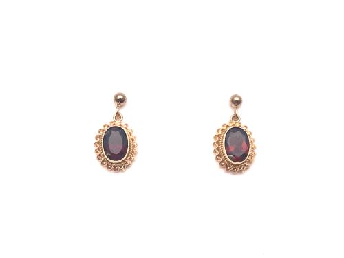 9ct Garnet Drop Earrings