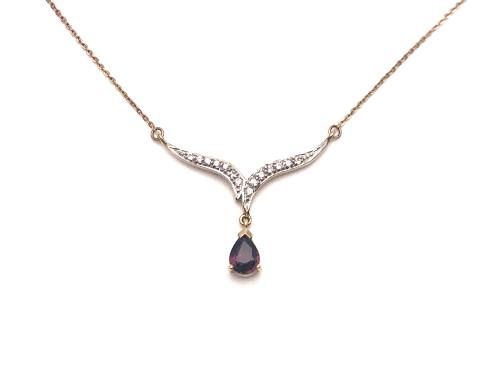 9ct Garnet & Cubic Zirconia Necklet