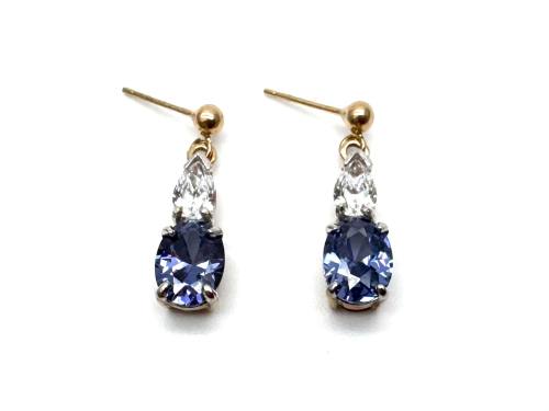 9ct Yellow Gold CZ Drop Earrings