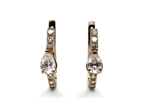 9ct Yellow Gold CZ Hoop Earrings