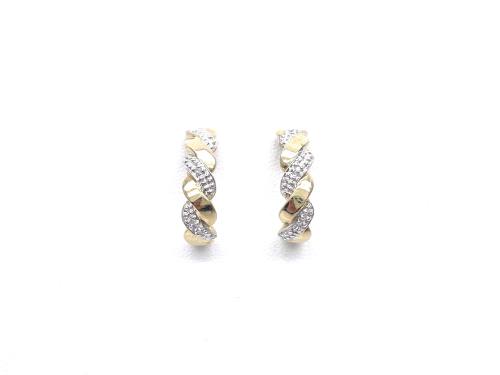 9ct Yellow Gold Diamond Hoop Earrings