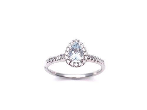 18ct Aquamarine & Diamond Ring