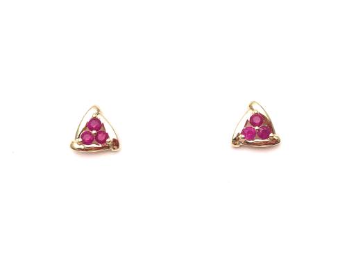 9ct Yellow Gold Ruby Cluster Stud Earrings