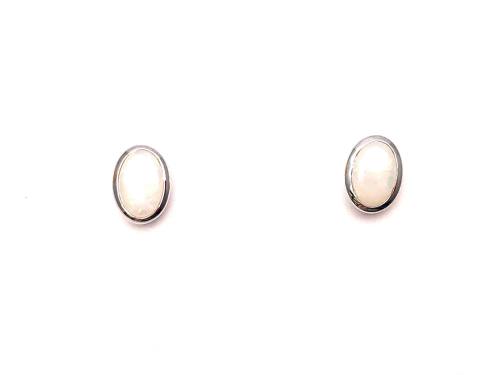 9ct White Gold Opal Stud Earrings