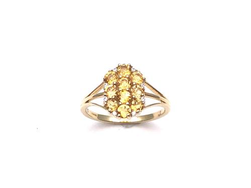 9ct Yellow Tourmaline & Zircon Ring