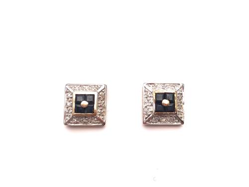 9ct Sapphire & Diamond Earrings