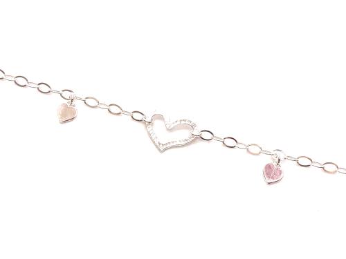 Silver Fancy Heart Drop Anklet 10 Inch