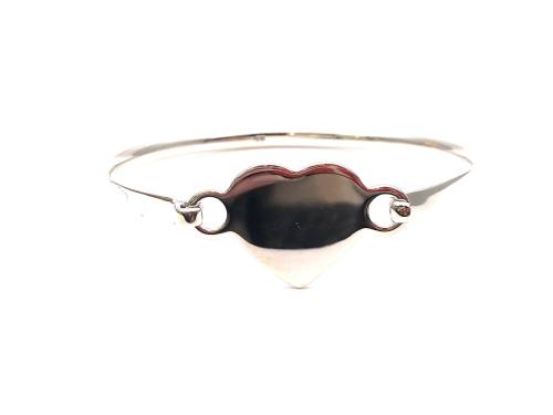 Silver Plain Heart Hook Bangle 63mm