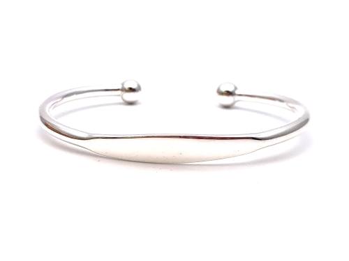 Silver Plain Torque Bangle 67mm