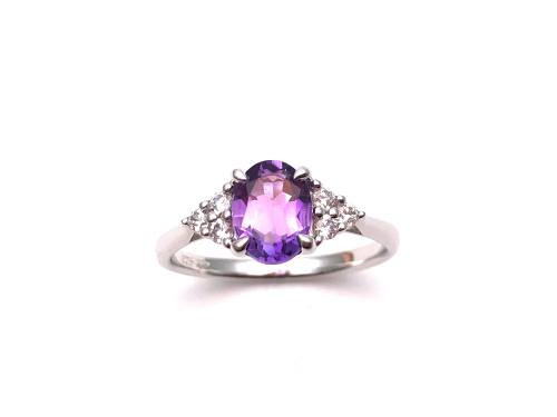 Silver Amethyst & CZ Ring