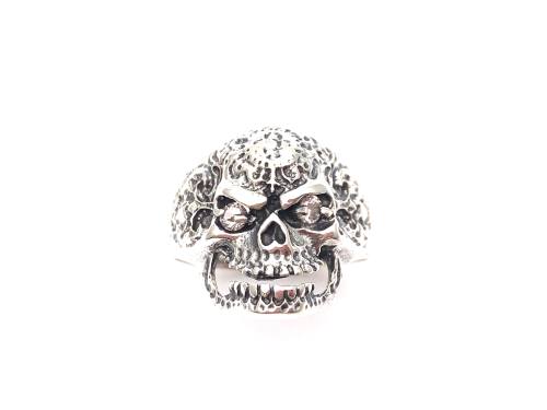 Silver CZ Eye Sugar Skull Ring