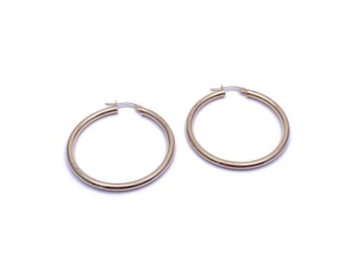 9ct Yellow Gold Plain Hoop Earrings