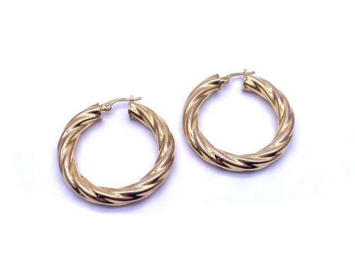 9ct Yellow Gold Twisted Hoop Earrings