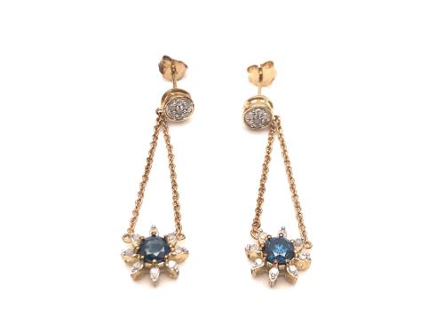 9ct Blue & White Diamond Earrings