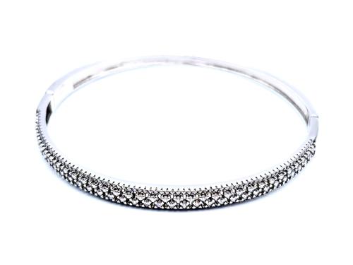 Silver CZ Pave Fancy Bangle