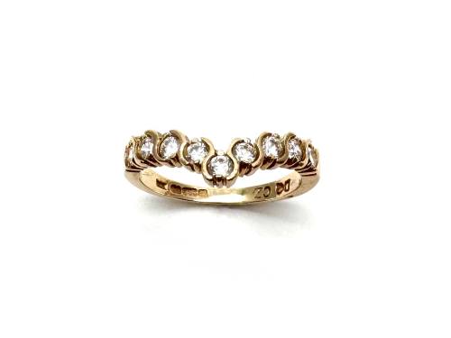 14ct Yellow Gold CZ Wishbone Ring