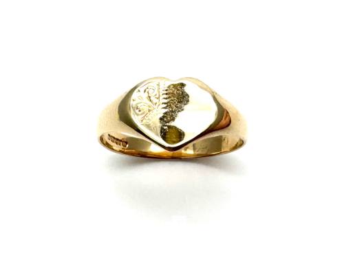 9ct Yellow Gold Heart Signet Ring