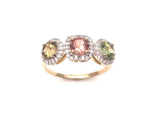 9ct Tourmaline & Zircon Cluster Ring