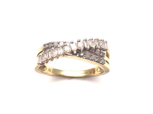 9ct Yellow Gold Diamond Crossover Ring