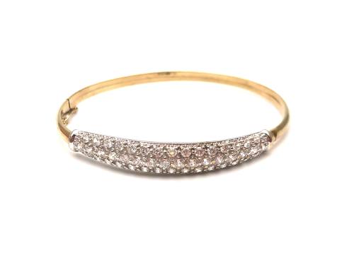 9ct Yellow Gold CZ Hinged Bangle